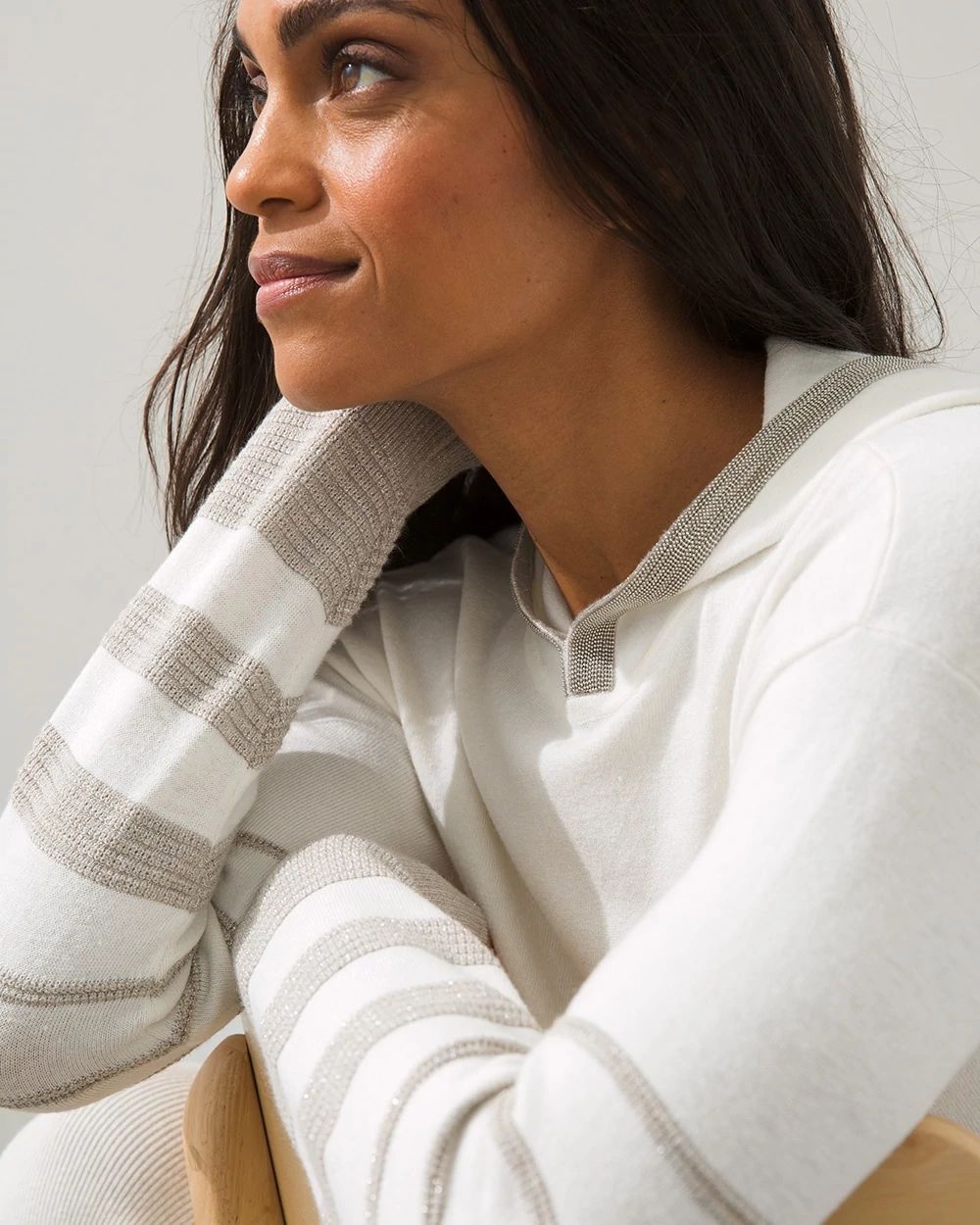 Zenergy Cotton-Cashmere Stripe Sweater