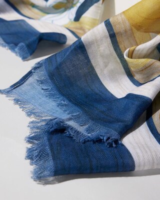 Navy Print Oblong Scarf