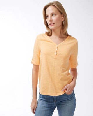 Henley Elbow Sleeve Slub Tee