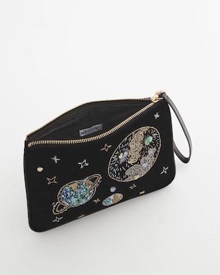 Planets & Stars Velvet Pouch Wristlet click to view larger image.
