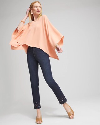 Pleated V-neck Poncho