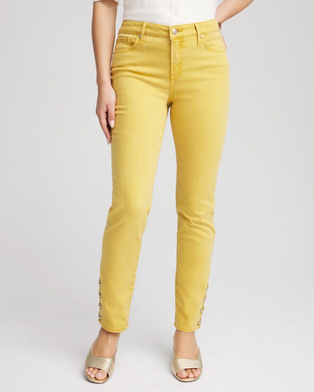Petite Golden Yellow Girlfriend Skinny Ankle Jeans