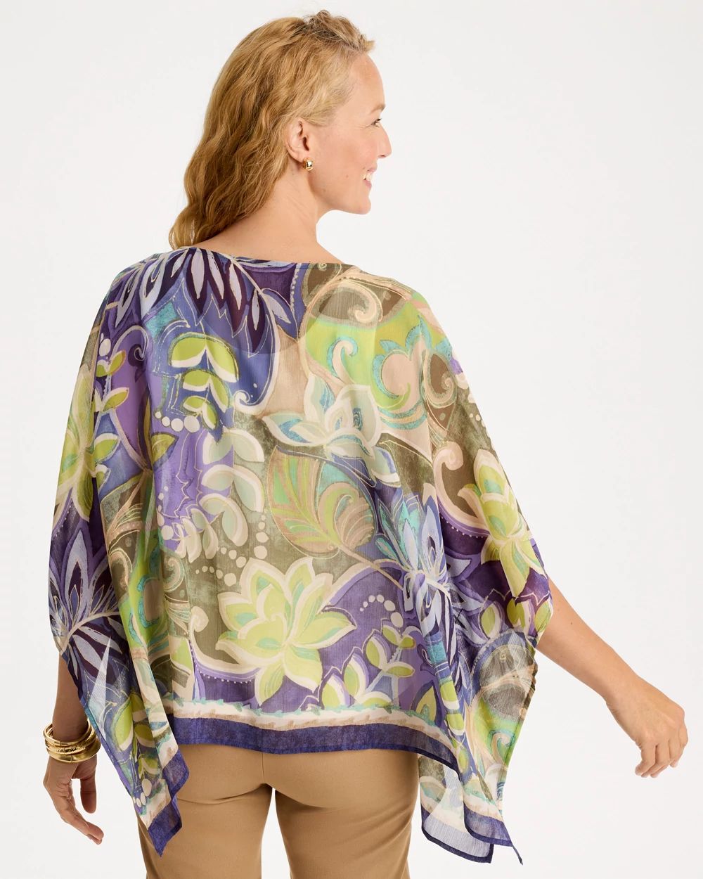 Woven Printed Poncho click to view larger image.
