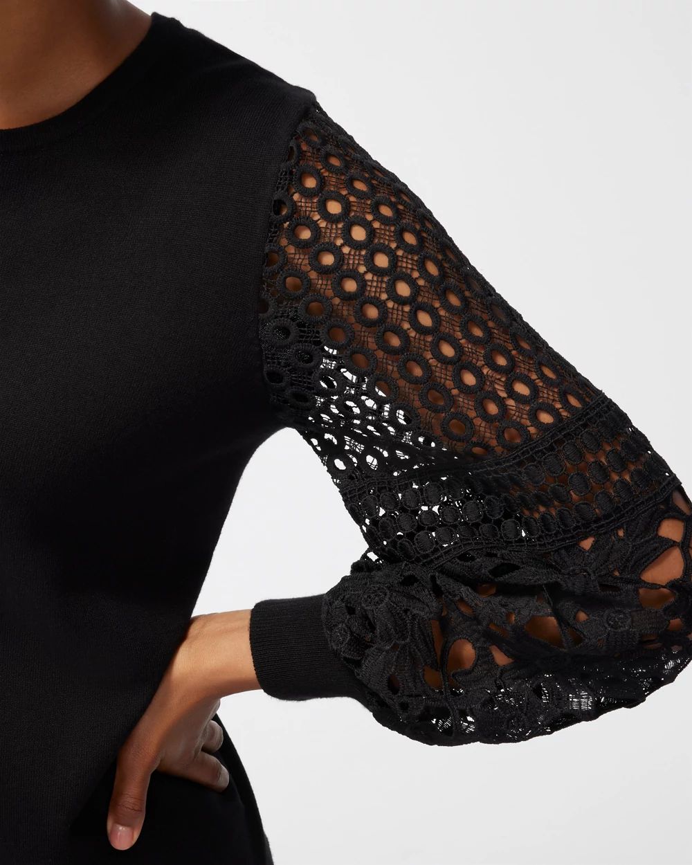 Cutwork Sleeve Pullover Sweater