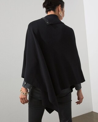 Black Snap Neck Sweater Poncho