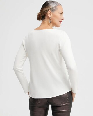Button Cuff V-neck Pullover Sweater