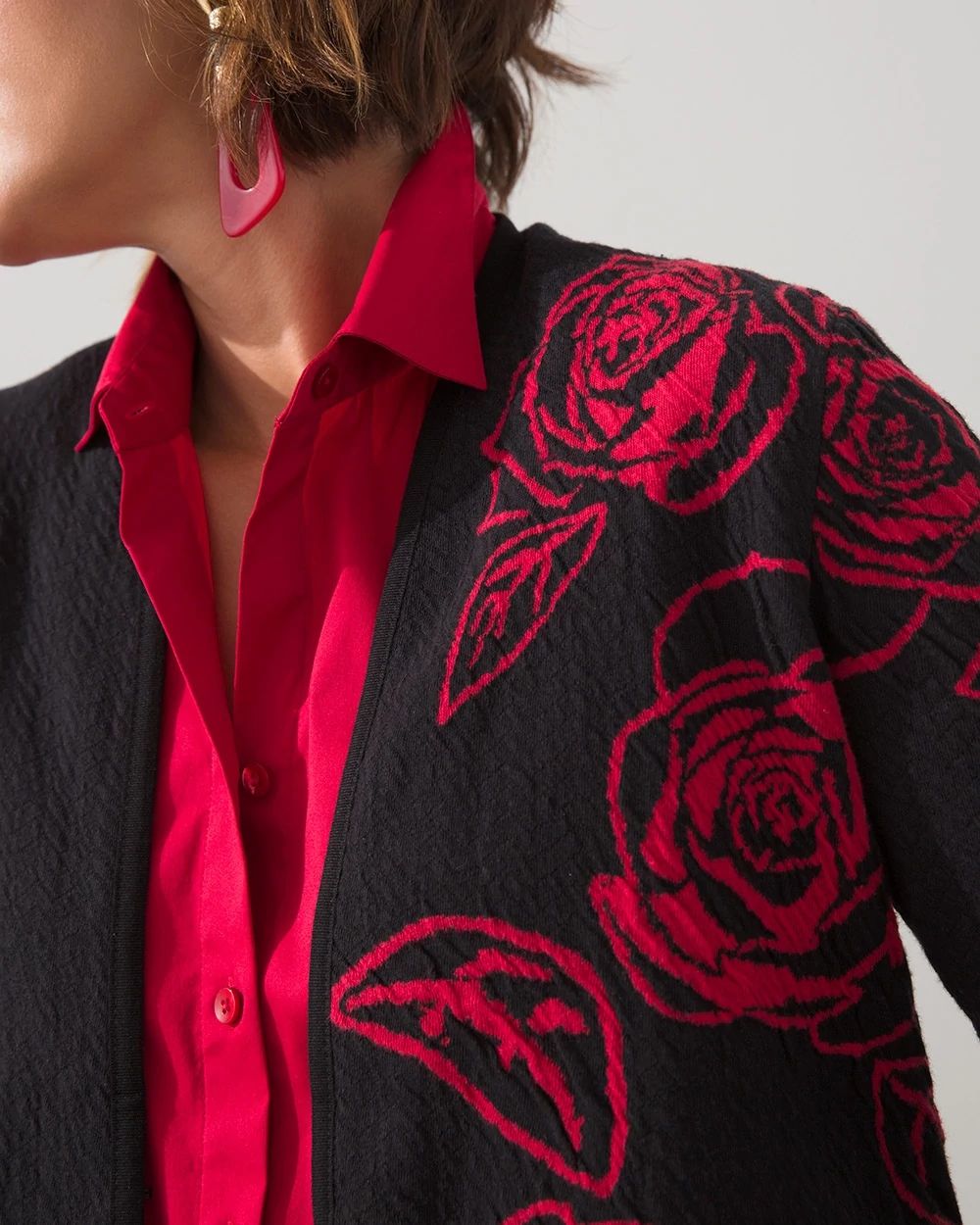 Textured Jacquard Print Cardigan