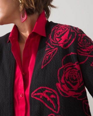 Textured Jacquard Print Cardigan