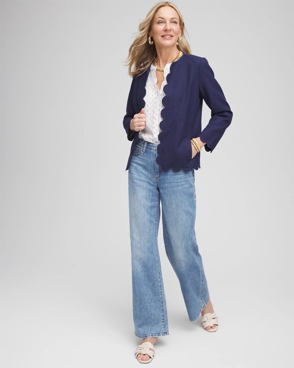 Linen Scallop-Edged Jacket
