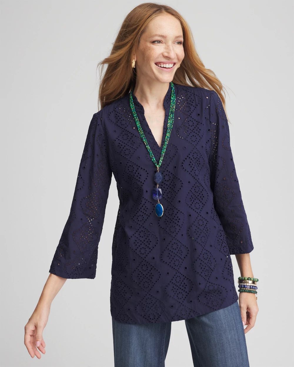 Poplin Deep V-Neck Tunic