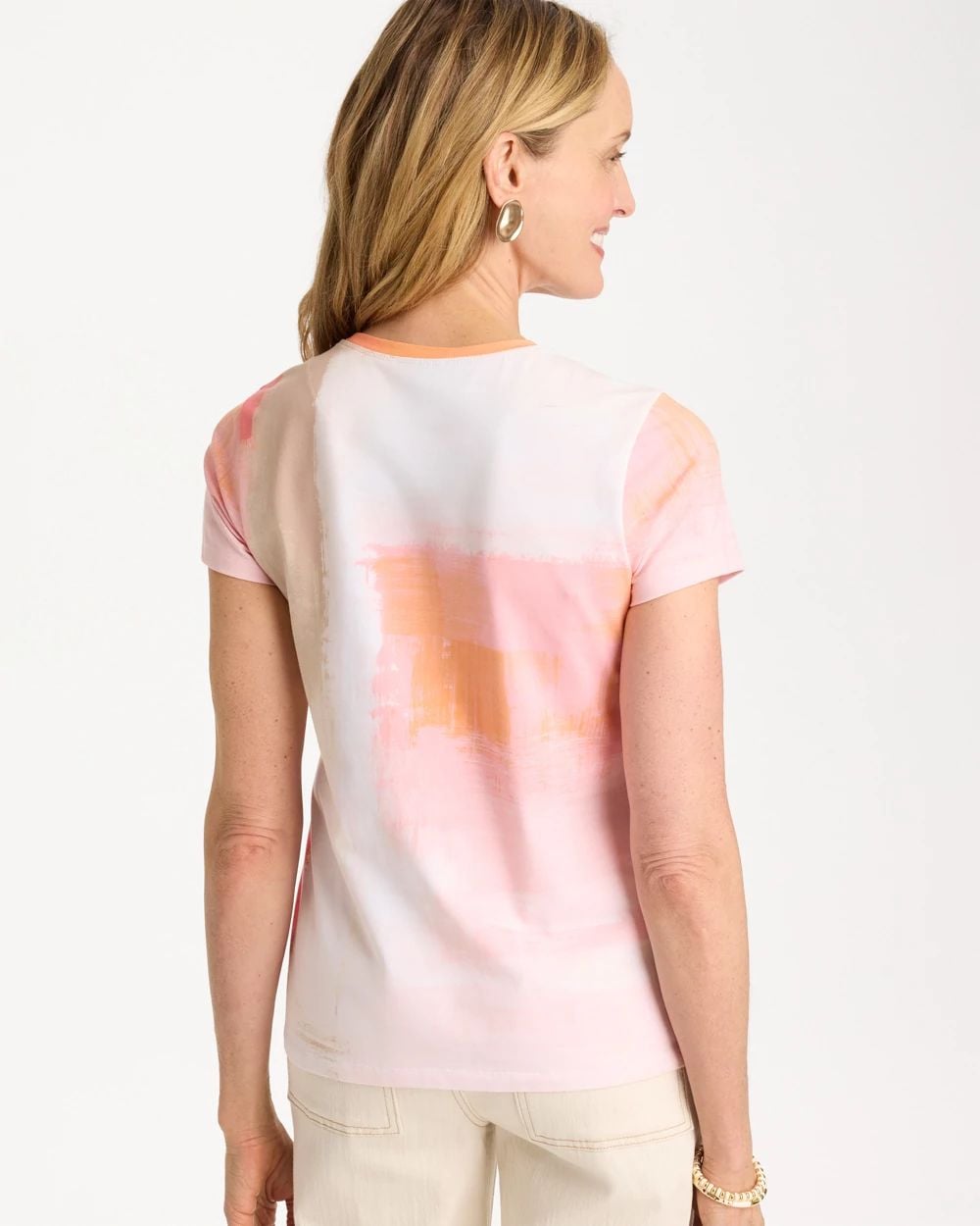 Cotton Stretch Watercolor Cap Sleeve Tee click to view larger image.