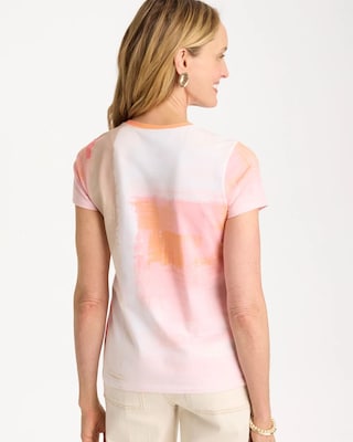 Cotton Stretch Watercolor Cap Sleeve Tee click to view larger image.