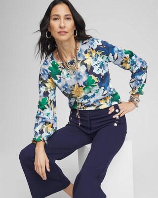 Floral Ruffle Trim Top click to view larger image.