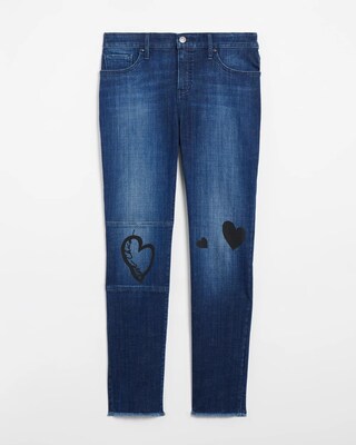 Girlfriend Heart Print Ankle Jeans