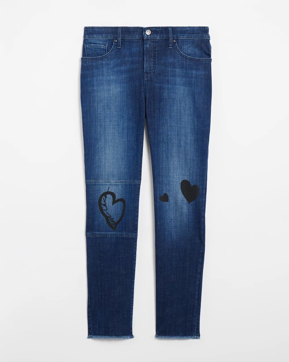 Girlfriend Heart Print Ankle Jeans