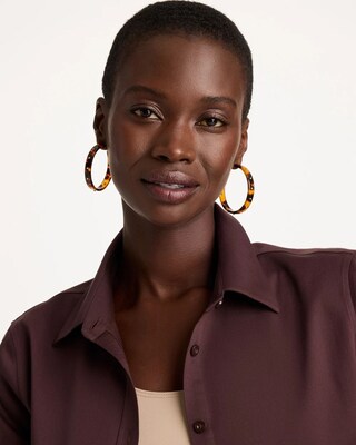 Tortoise Resin Hoop Earrings click to view larger image.