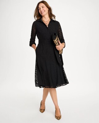 Textured Leopard Jacquard Shirtdress click to view larger image.