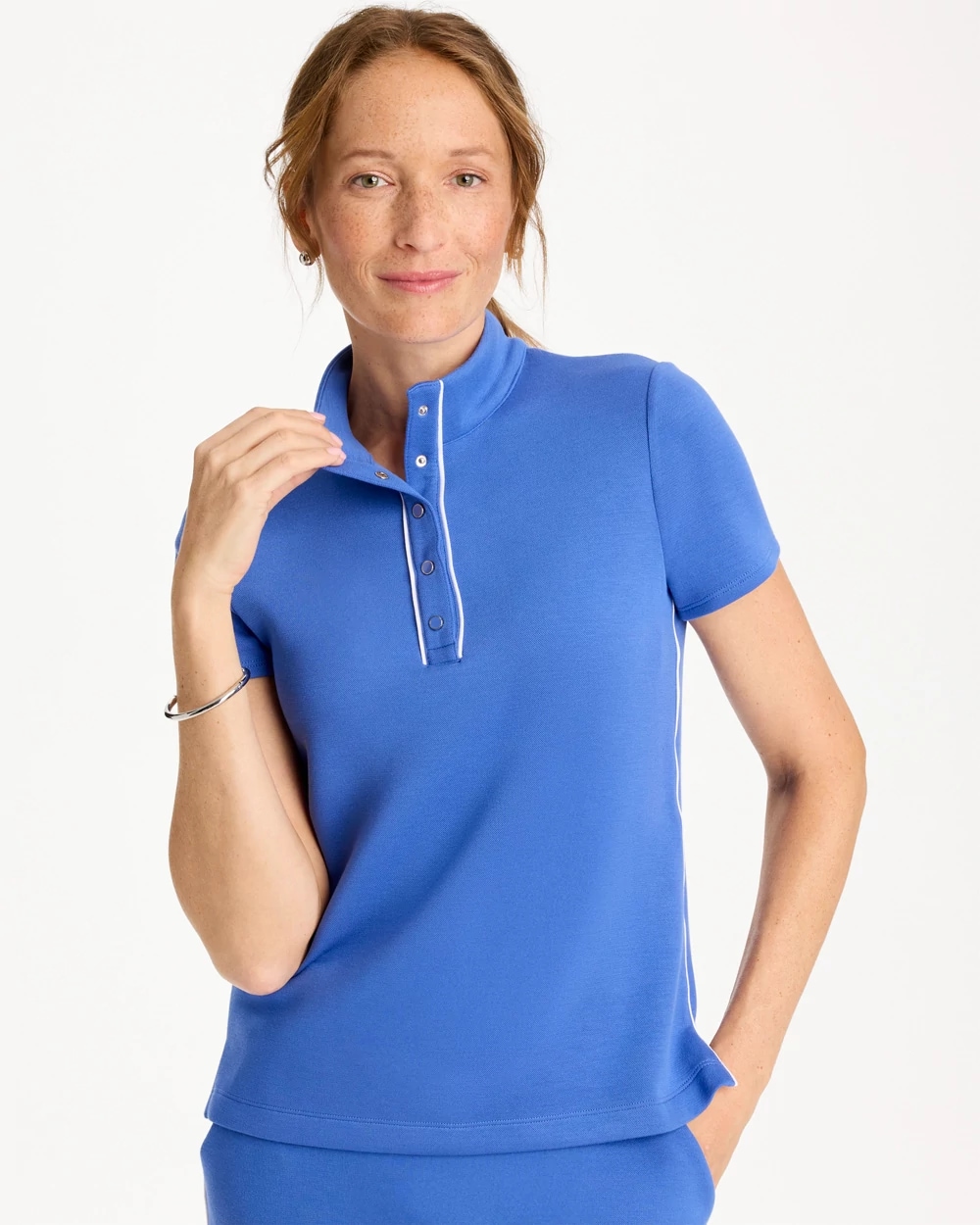 Zenergy® Soft Pique Piped Pullover, photo 1 of 5