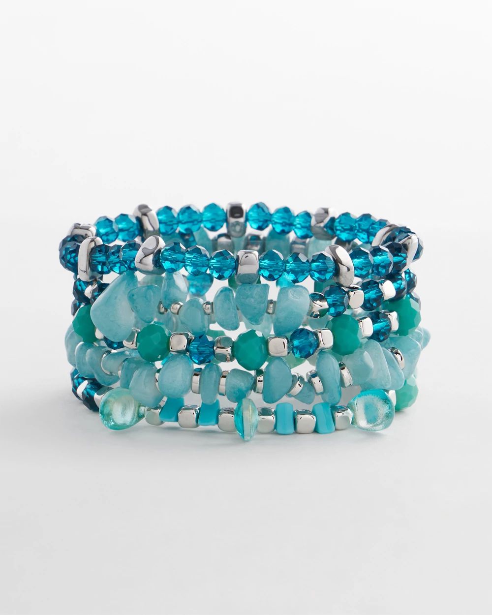 Teal Stretch Set of Five Bracelets