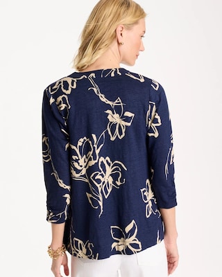 Floral Linen Open Front Cardigan click to view larger image.