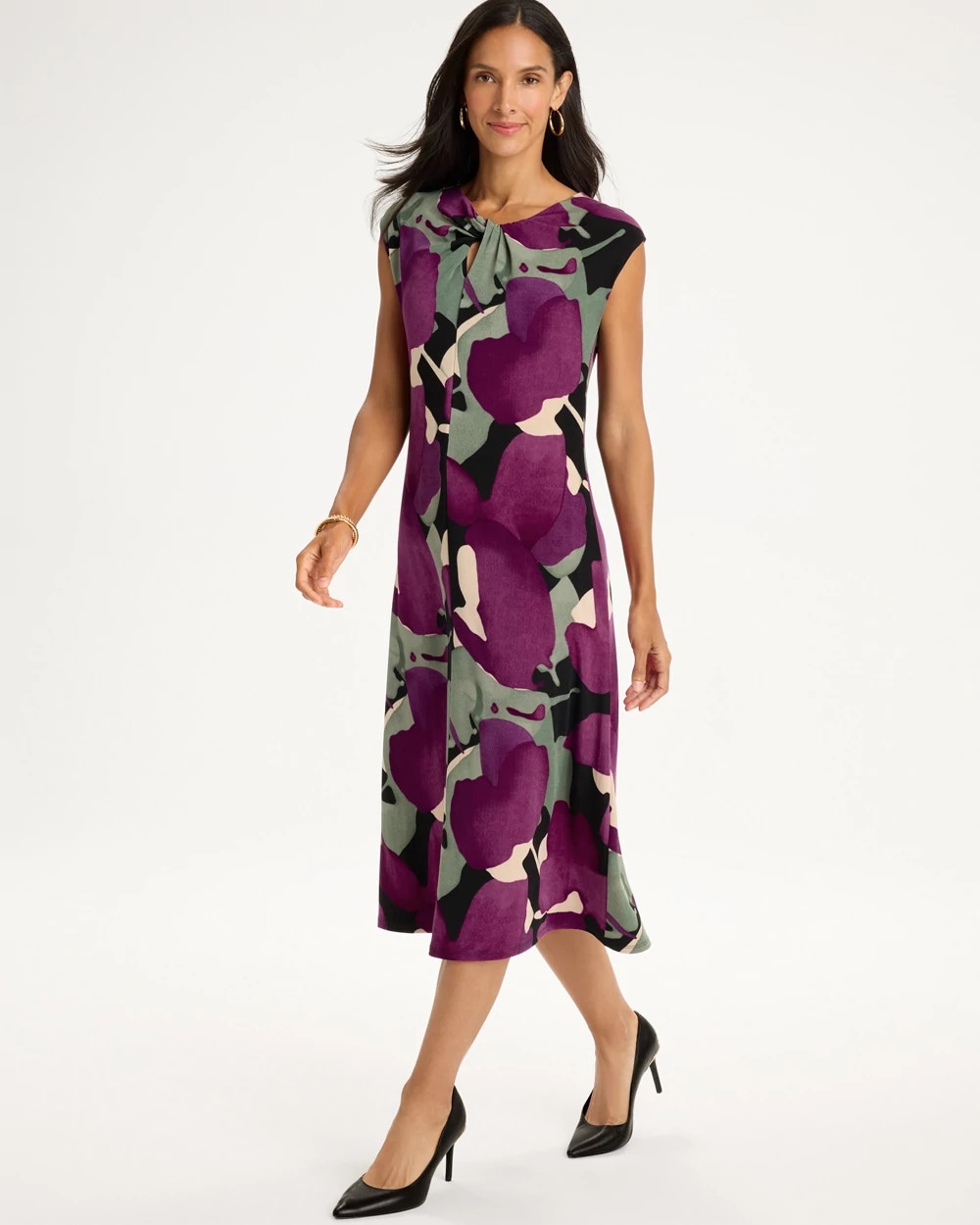 Travelers™ Twist Neck Midi Dress