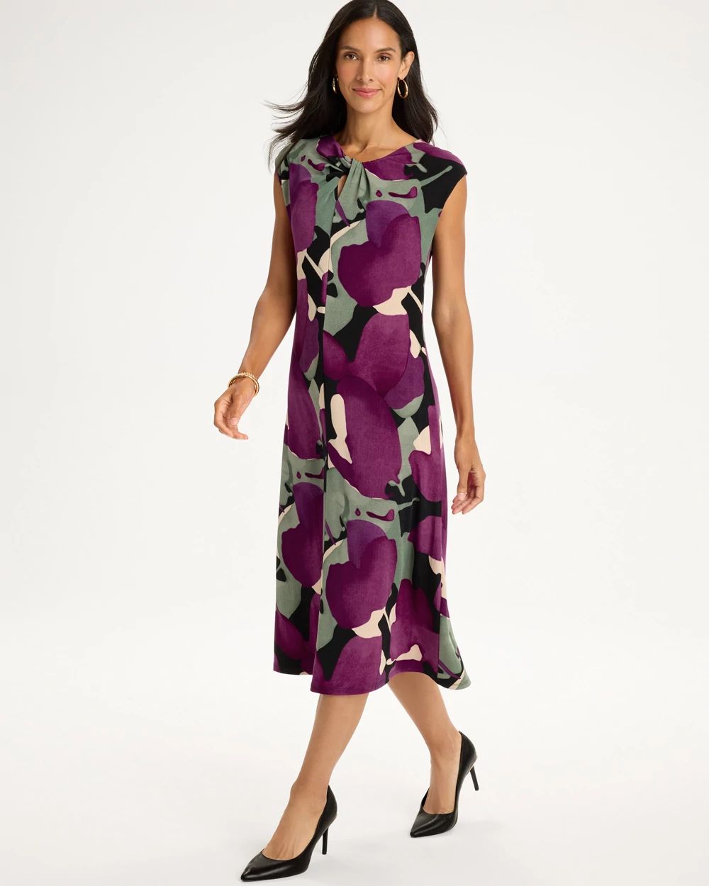 Travelers™ Twist Neck Midi Dress