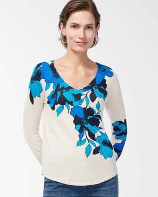 Spun Rayon Cool Floral Sweater