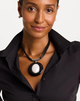 Faux Pearl Corded Necklace click to view larger image.