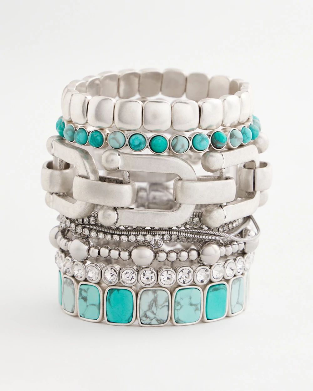 Silvertone Link Chain Stretch Bracelet