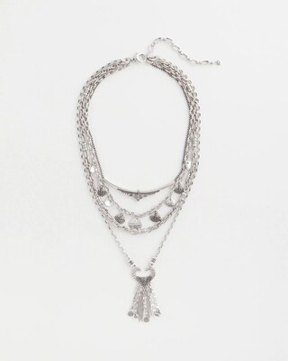 Multi Strand Silver Tone Convertible Necklace