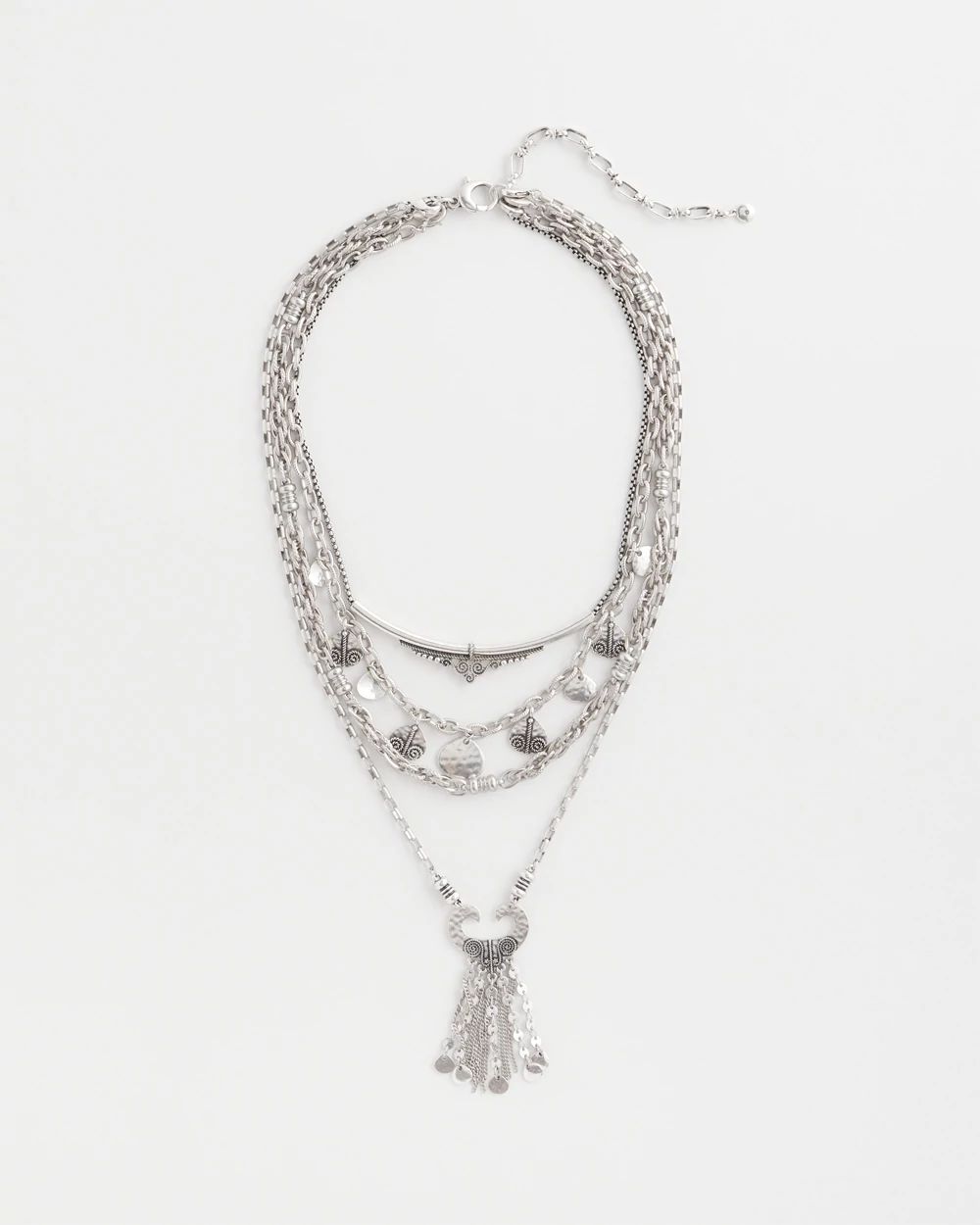 Multi Strand Silver Tone Convertible Necklace