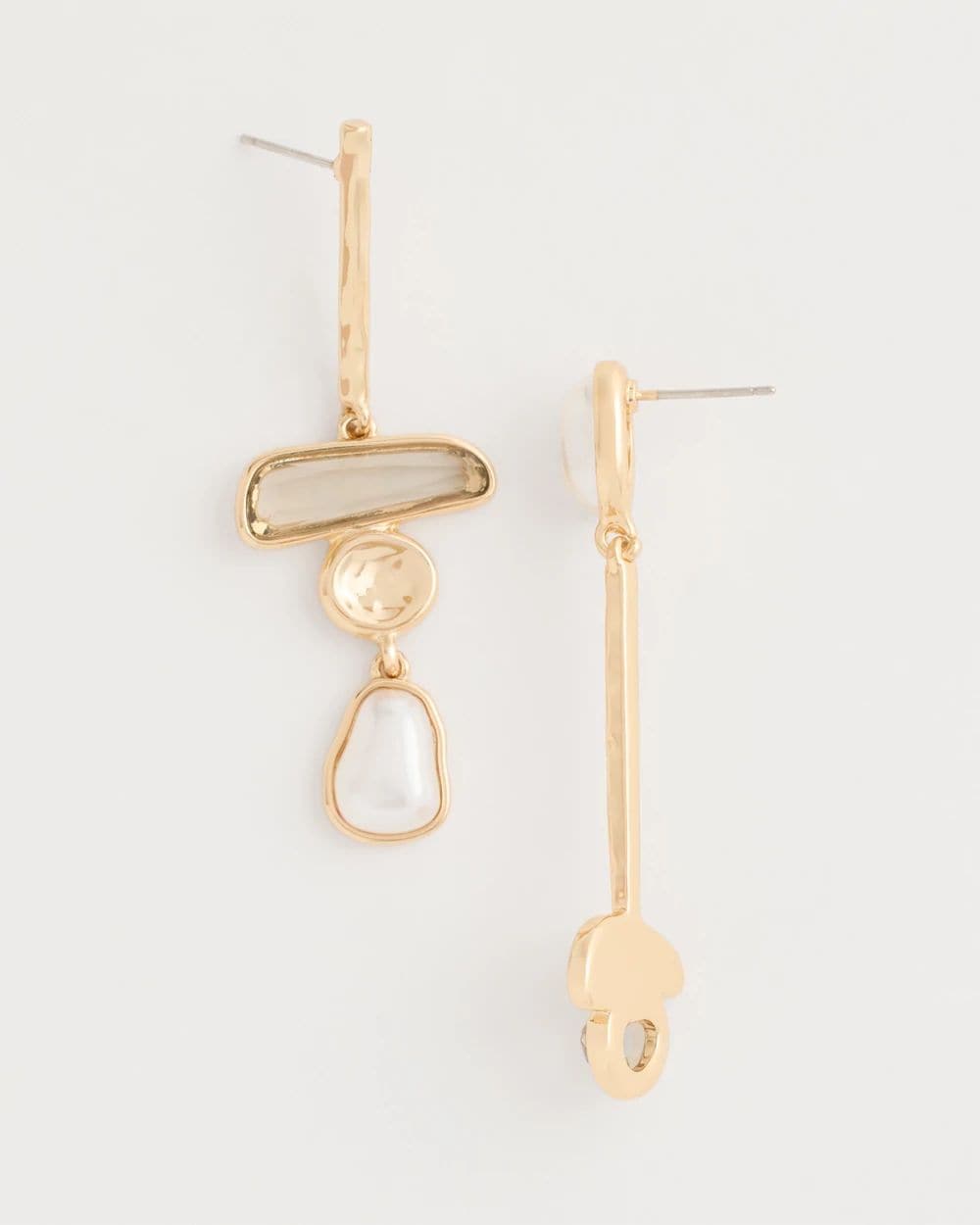 Asymmetrical Pearlescent Linear Earrings