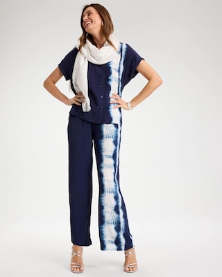 Faux Silk Tie-Dye Palazzo Pants click to view larger image.