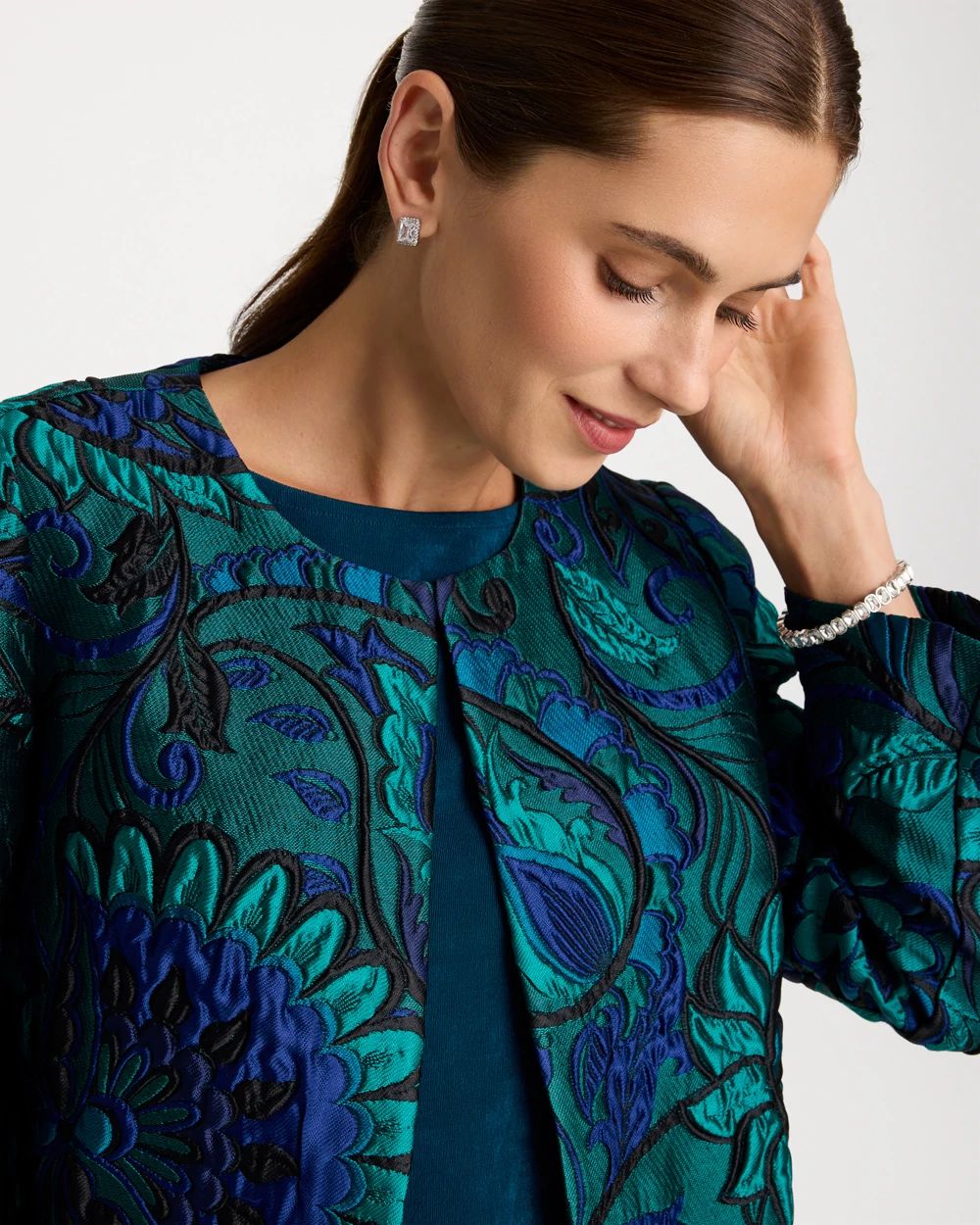Travelers™ Collection Paisley Floral Jacquard Jacket click to view larger image.