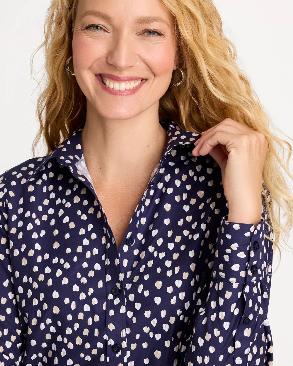No Iron™ Stretch Polka-Dot Shirt click to view larger image.
