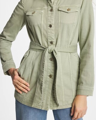 Elongated Belted Denim Jacket click to view larger image.