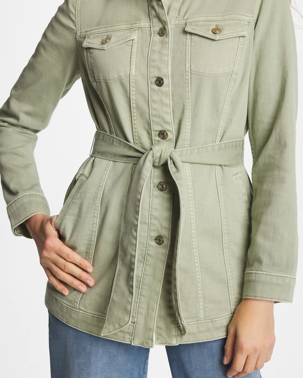 Elongated Belted Denim Jacket