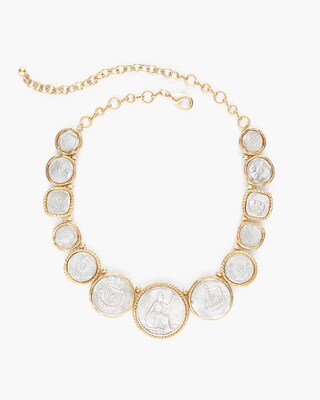 Mixed-Metal Coin Bib Necklace