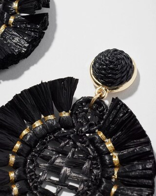 Black Raffia Drop Earrings