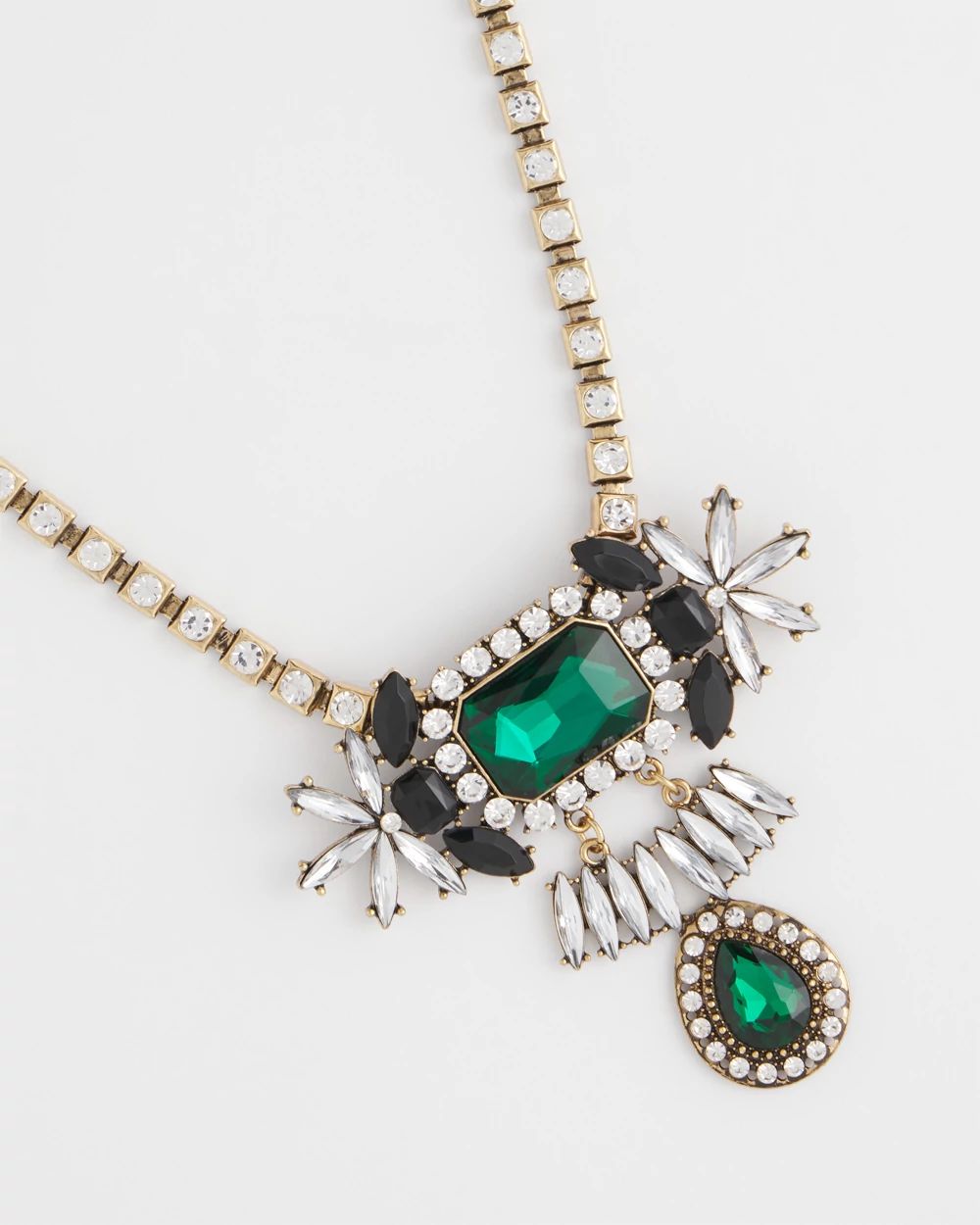 Emerald Green Art Deco Pendant Necklace click to view larger image.
