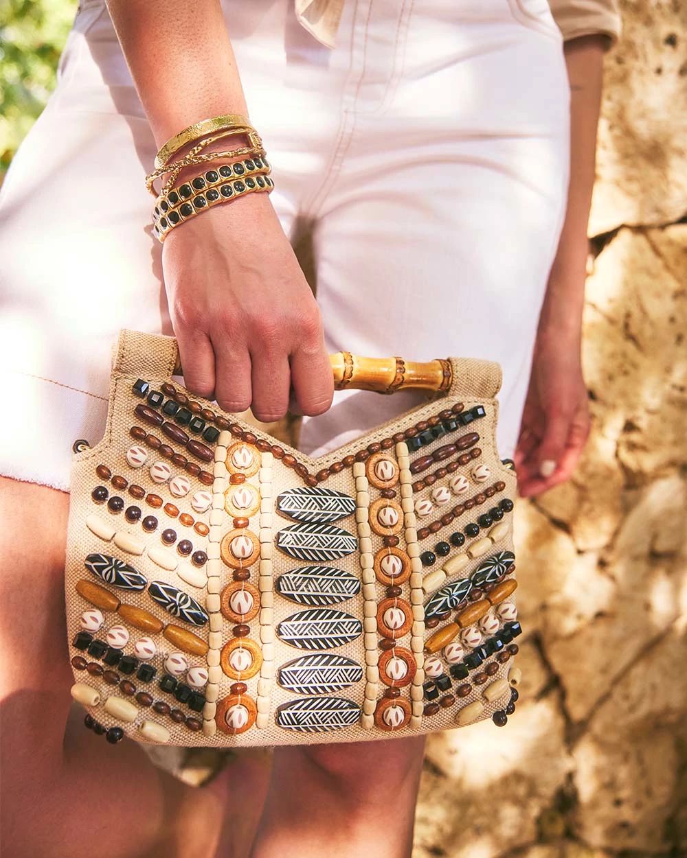 Beaded Bamboo Handbag