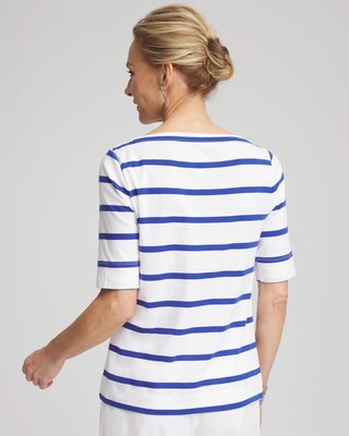Striped Pima Cotton Bateau-Neck Tee click to view larger image.