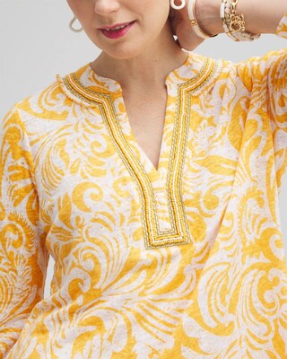 Linen Paisley Embellished Tunic