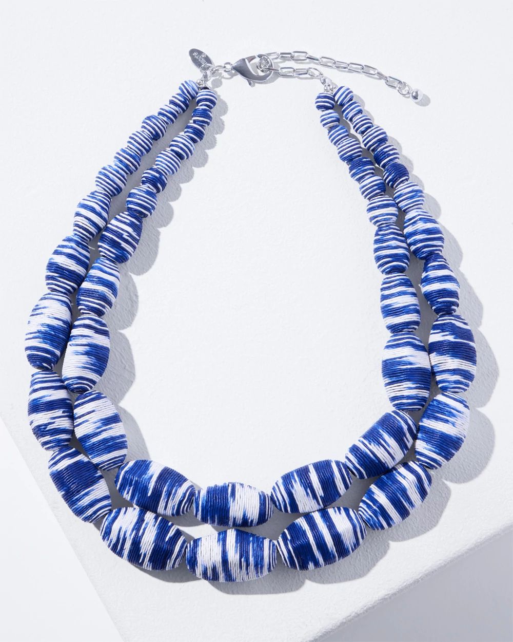 Navy Raffia Multistrand Necklace