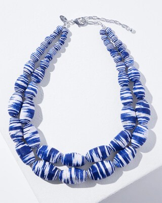 Navy Raffia Multistrand Necklace