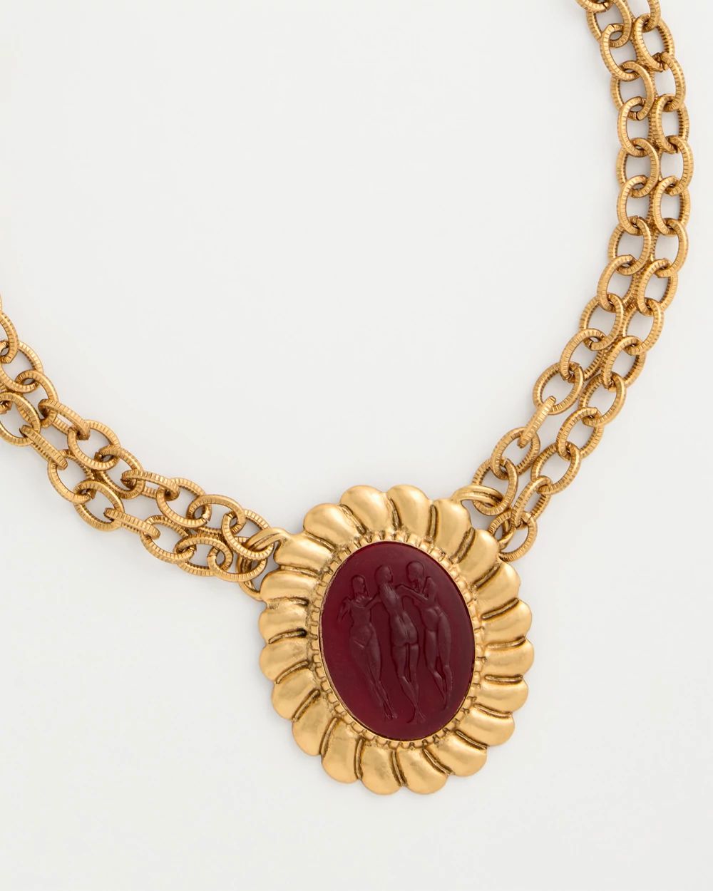 Statement Pendant Double-Strand Necklace click to view larger image.