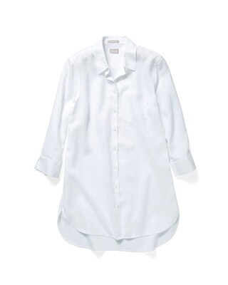 No-Iron Linen High-Low Shirttail-Hem Tunic
