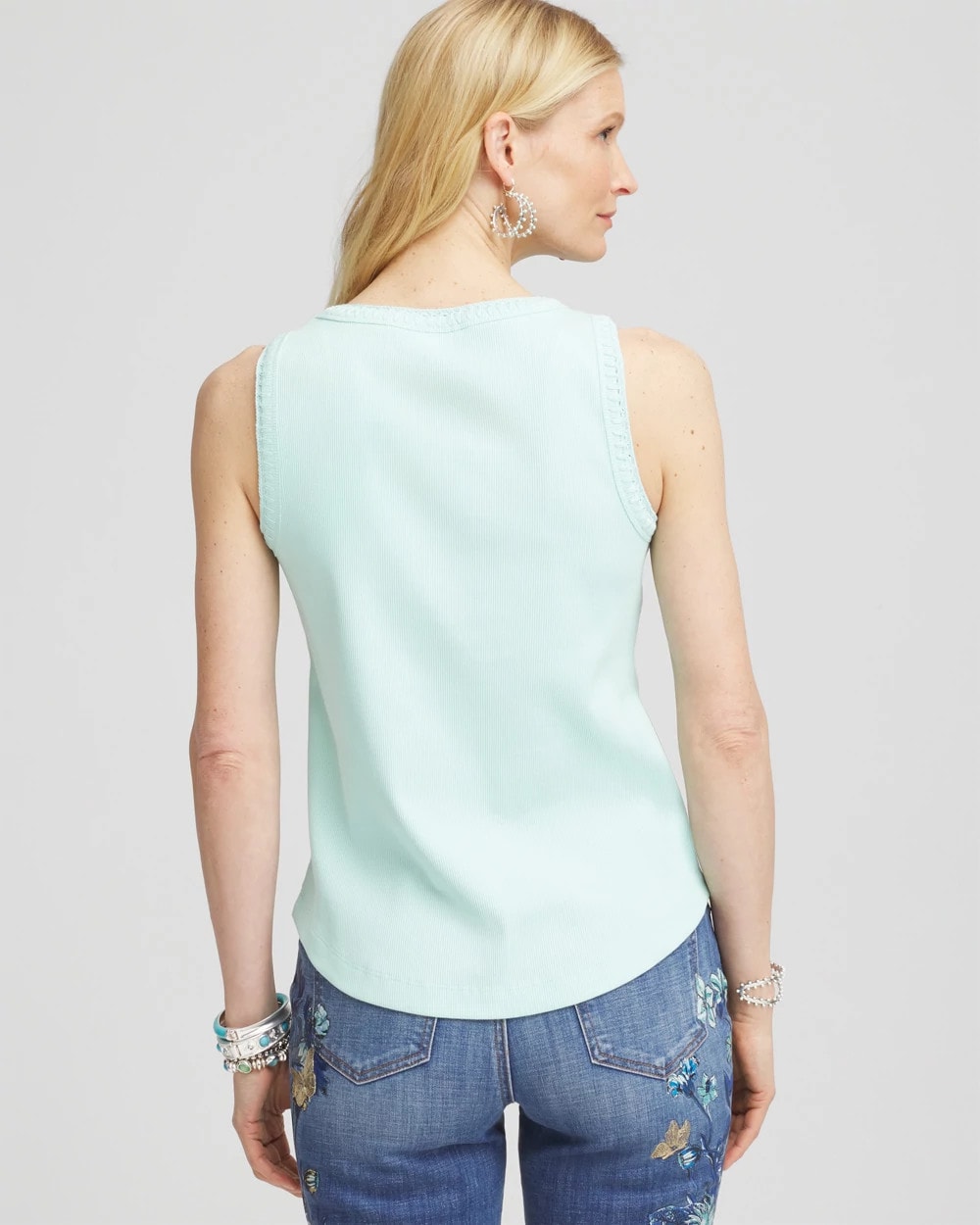 Ribbed Crochet-Trimmed Tank