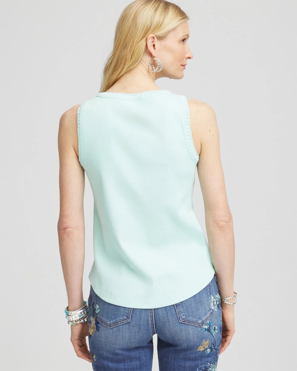 Ribbed Crochet-Trimmed Tank