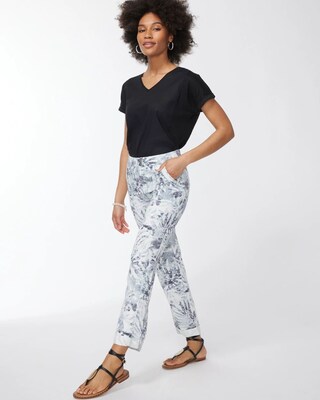 Linen Blend Palms Rolled Hem Crops